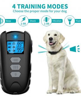 1000 Feet Electric Dog Training Collar Remote Control Pet Anti Bark Collars For Dogs Vibration Sound Shock Rechargeable Waterproof